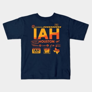 Vintage Houston IAH Airport Code Travel Day Retro Travel Tag Kids T-Shirt